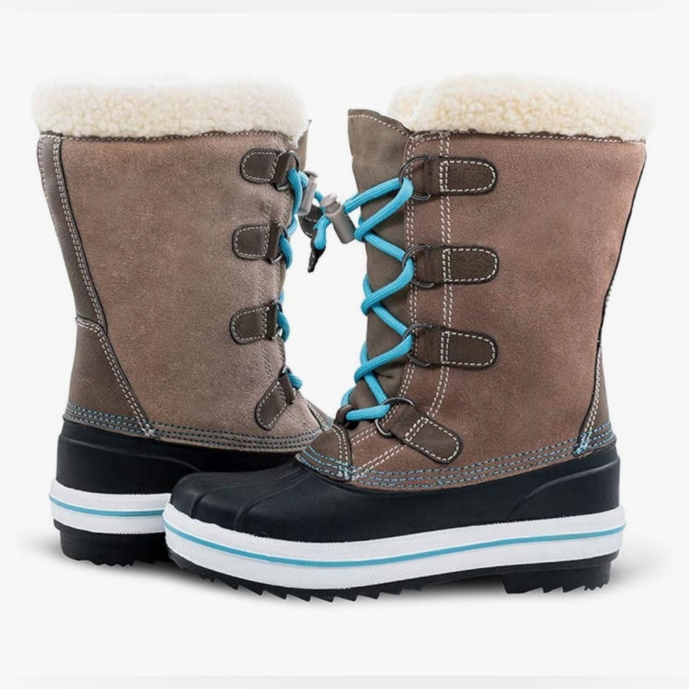 Youth girls suede leather winter snow boots